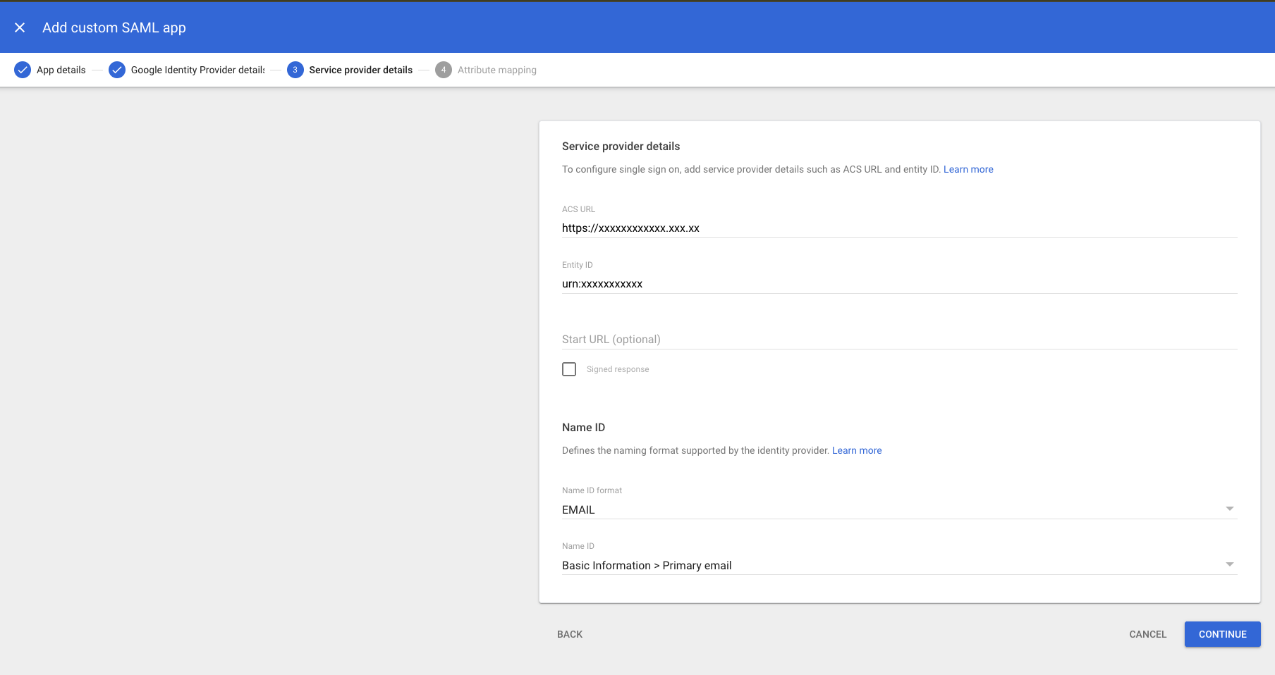 Google - Service Provider Details