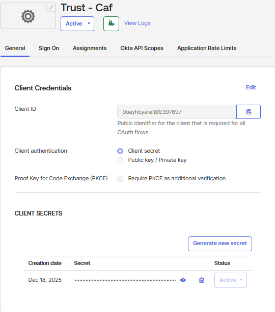 Okta - Client Credentials
