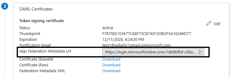 Entra ID - Metadata URL