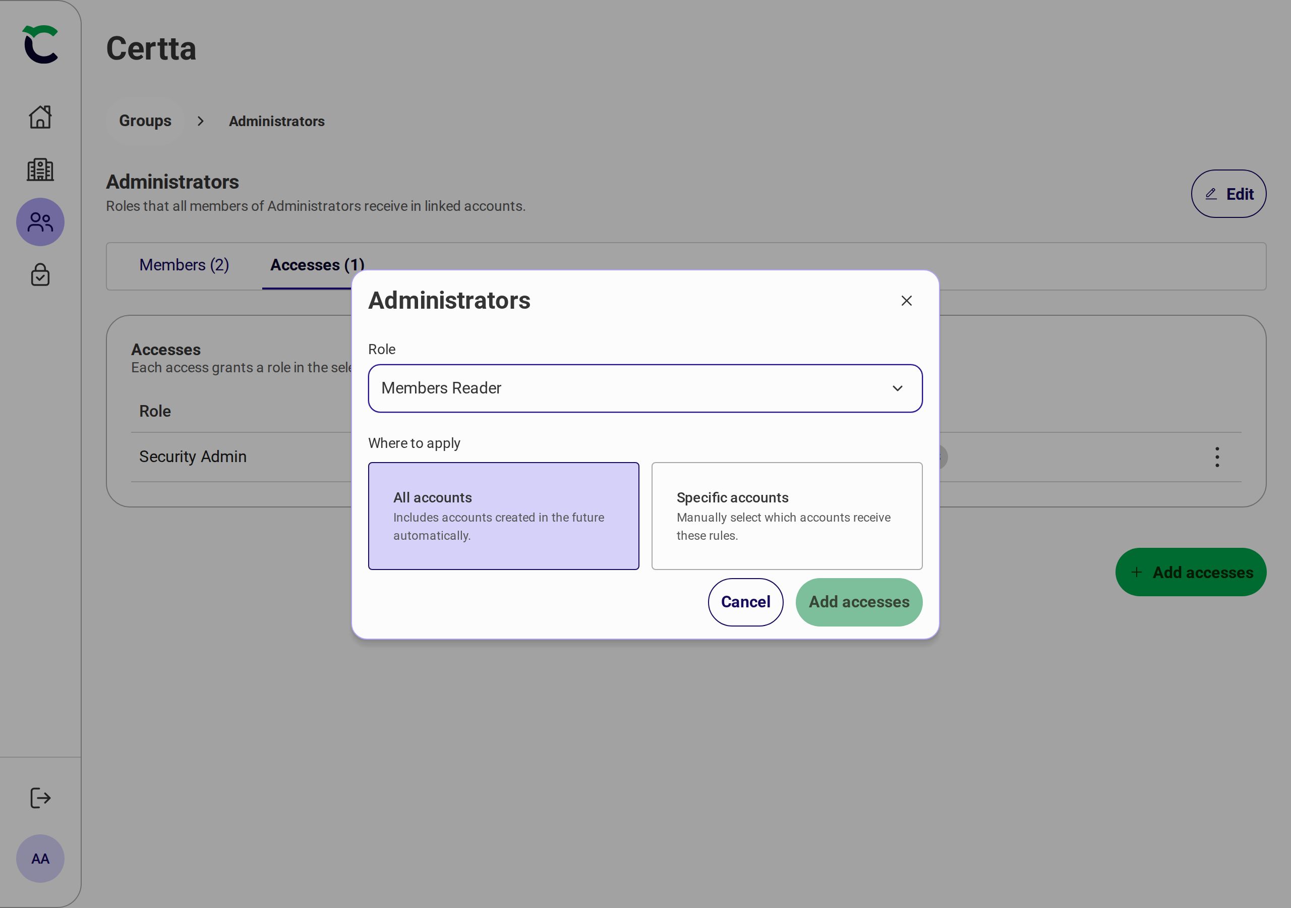 Organizations - Add group access