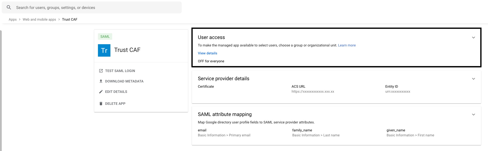 Google - User Access