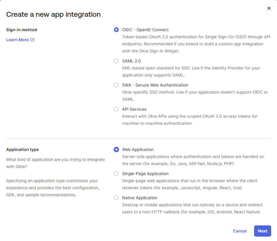 Okta - Select OIDC