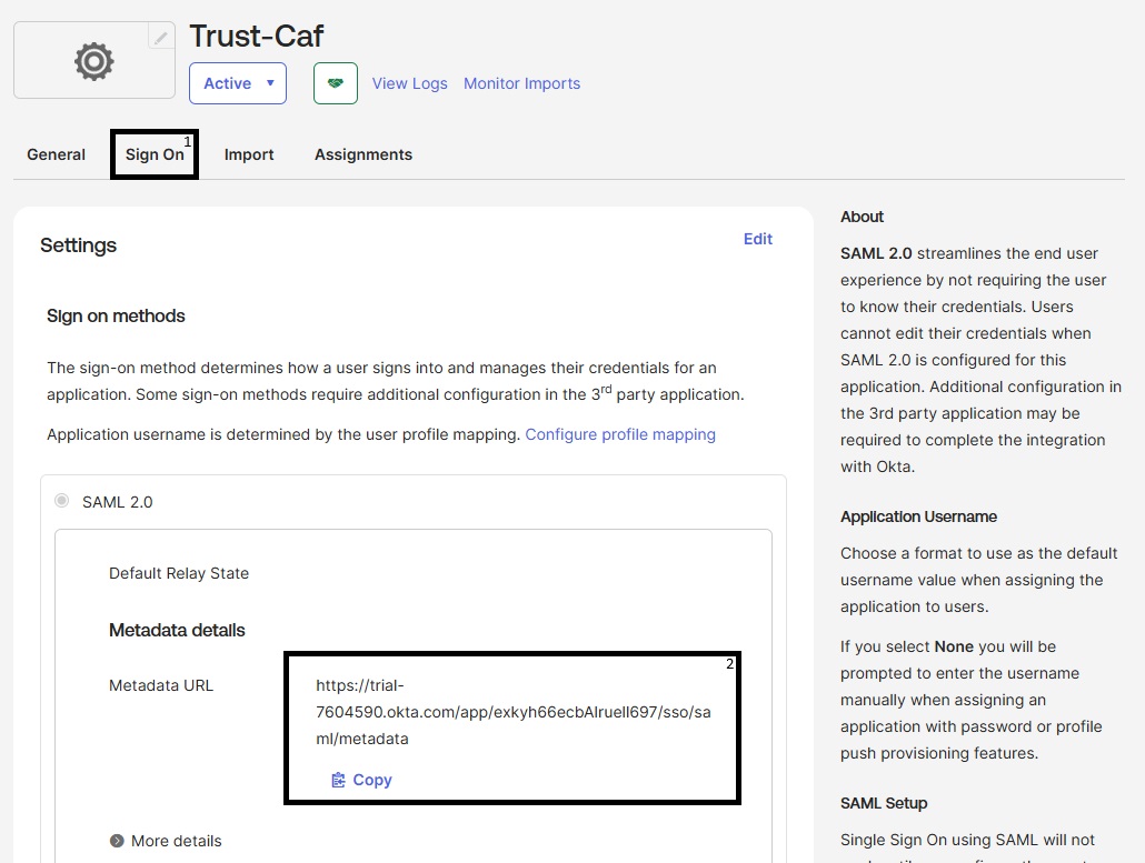 Okta - Metadata URL