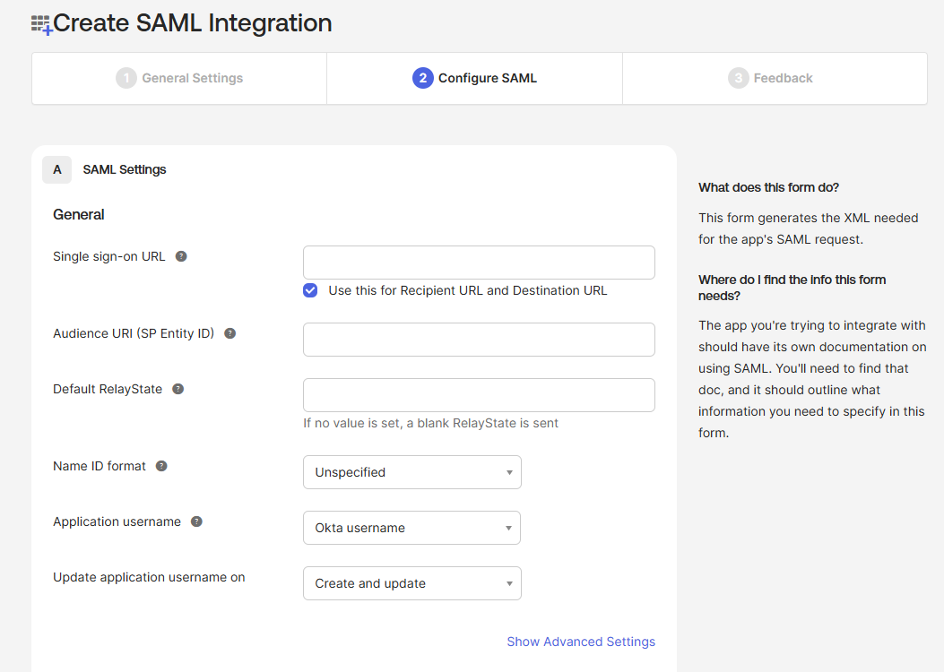 Okta - SAML Settings
