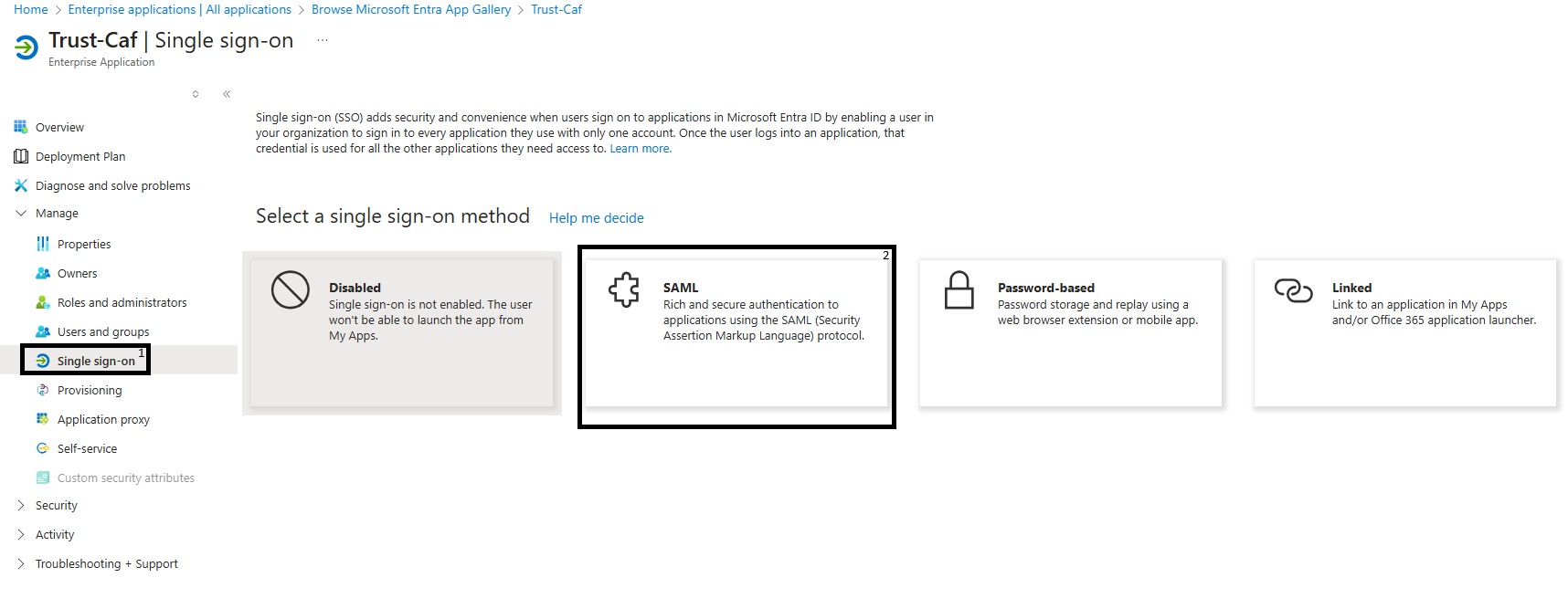 Entra ID - Select SAML
