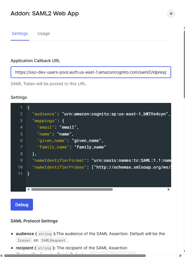 Auth0 - SAML Settings JSON