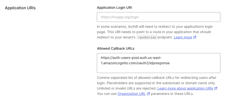 Auth0 - Application Settings